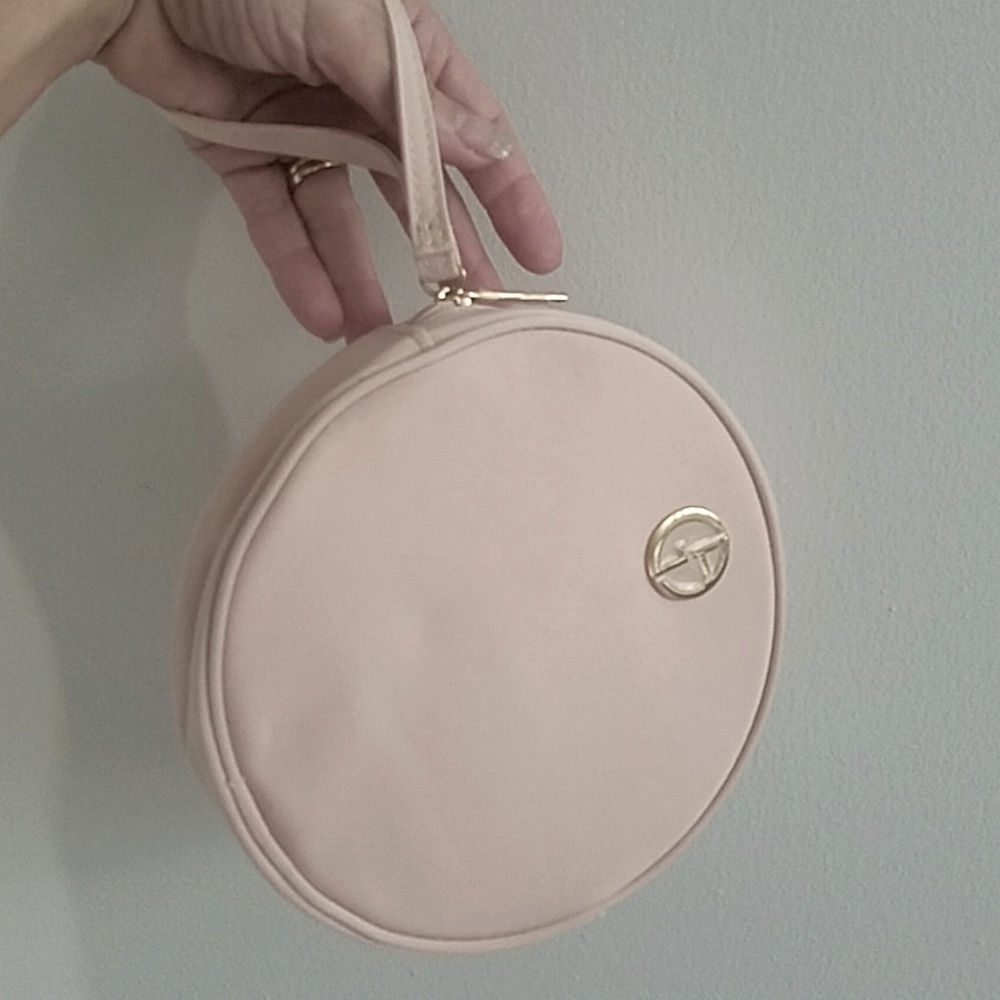 Giorgio Armani Nude Round Wristlet Clutch Cosmetic Bag Or Evening Purse